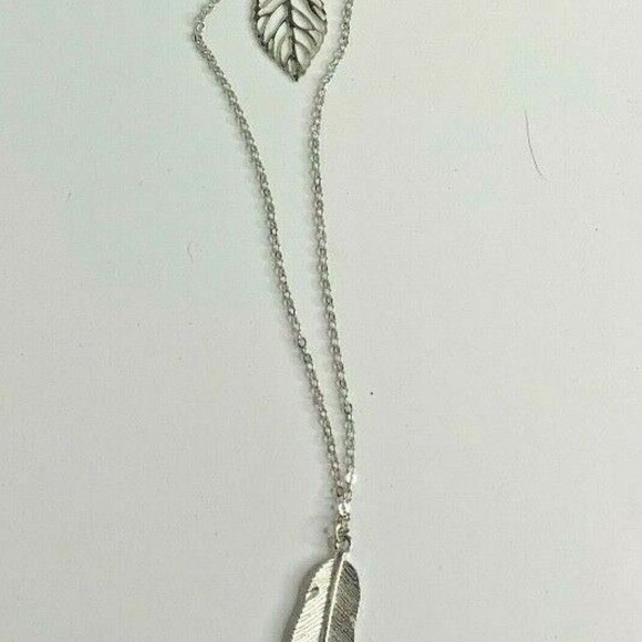 2 strands Necklace Silver Leaf Feather Two Stranded New - Picture 1 of 4